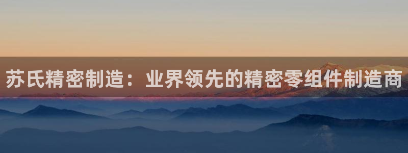 彩神平台：苏氏精密制造：业界领先的精密零组件制造商