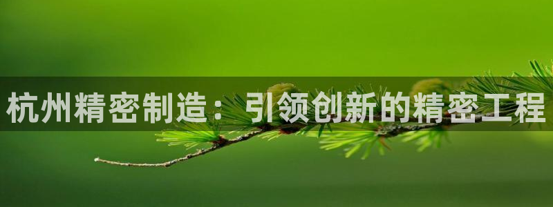 彩神v|：杭州精密制造：引领创新的精密工程